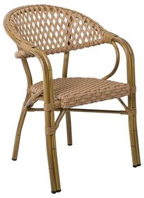 Rattan VEGERA Πολυθρόνα ALU & Wicker Φυσικό 57x59x84cm
