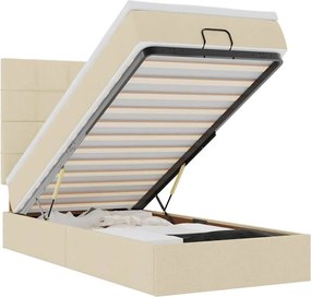 vidaXL Οθωμανικό κρεβάτι με στρώμα Cream 90x190cm ύφασμα