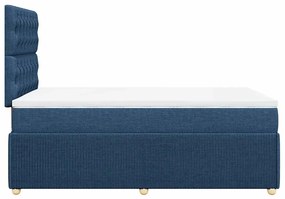 vidaXL Κρεβάτι Boxspring με Στρώμα Μπλε 120x190 εκ. Υφασμάτινο