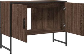 vidaXL Ντουλάπι Μπάνιου Νιπτήρα Καφέ Δρυς 80 x 33 x 60 εκ. Επεξ. Ξύλο