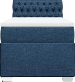 vidaXL Κρεβάτι Boxspring με Στρώμα Μπλε 90x200 εκ.Υφασμάτινο
