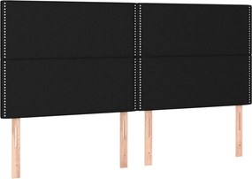 vidaXL Κρεβάτι Boxspring με Στρώμα Μαύρο 200x200 εκ. Υφασμάτινο