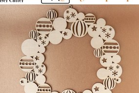 Σετ των 2 Intra απο ξύλο plywood 3mm-4mm πάχος Χριστουγεννιάτικο δαχτυλιδιού για κόφτη λέιζερ Δίασταση 15x15 cm INTRAFABR-53396902