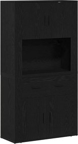vidaXL Υψηλός Μπουφές Μαύρη δρυς 80 x 33 x 150 εκ Επεξεργασμένο ξύλο