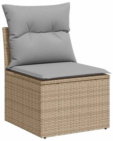 vidaXL Σετ Καναπέ Κήπου με μαξιλάρι 9 pcs Μπεζ συνθετικό ρατάν