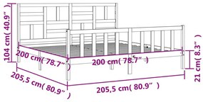 Πλαίσιο Κρεβατιού με Κεφαλάρι Λευκό 200x200 εκ. Μασίφ Ξύλο - Λευκό