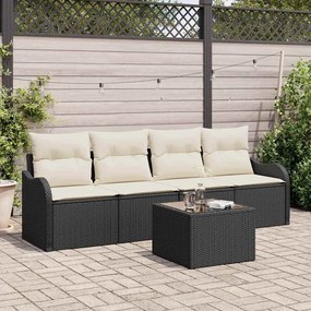 vidaXL Σετ Καναπέ Κήπου 5 pcs Μαύρο Πολυ ράταν
