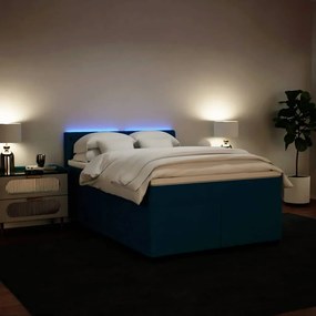 vidaXL Κρεβάτι Boxspring με Στρώμα Μπλε 160x200 εκ. Βελούδινο