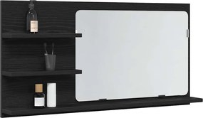 vidaXL Ντουλάπι Καθρέφτη Μπάνιου Μαύρο Δρυς 90x11x45 εκ. από Τεχνητό Ξύλο