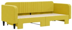 vidaXL Καναπές Κρεβάτι Συρόμενος Κίτρινος 90 x 200 εκ. Βελούδινος