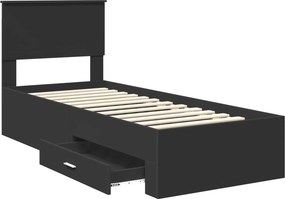 vidaXL Σκελετός Κρεβατιού Μαύρο 75 x 190 cm Επεξεργασμένο Ξύλο