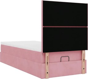 vidaXL Οθωμανικό κρεβάτι με στρώματα Ροζ 100x200cm Velvet