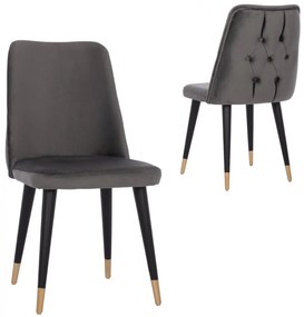 CHAIR “ADELINA”  GREY VELVET WITH WOODEN LEGS 47x60x89,5H CM.