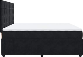 vidaXL Κρεβάτι Boxspring με Στρώμα Μαύρο 200x200 εκ. Βελούδινο