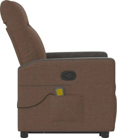 vidaXL Πολυθρόνα Μασάζ Ανακλινόμενη με Ανύψωση Καφέ Υφασμάτινη