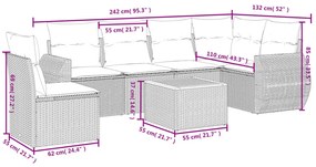 vidaXL Σαλόνι Κήπου Σετ 7 τεμ. Μπεζ Συνθετικό Ρατάν με Μαξιλάρια