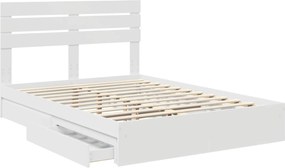 vidaXL Κρεβάτι Αποθήκης Λευκό 140 x 200 cm Επεξεργασμένο ξύλο