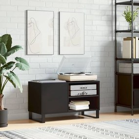 Δισκοθήκη Μαύρη 85 x 38 x 48 εκ. από Επεξεργασμένο Ξύλο