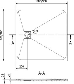 Mexen Bert τετράγωνη ντουζιέρα SMC 90 x 90 cm, λευκή - 4K109090