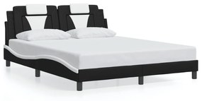 Πλαίσιο Κρεβατιού με LED Μαύρο/Λευκό 160x200εκ. Συνθετικό Δέρμα
