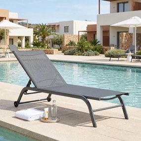 Ξαπλώστρα Jaipur αλουμίνιο-textilene ανθρακί 190x56x30 εκ.