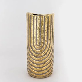 ΒΑΖΟ ΚΕΡΑΜΙΚΟ ΓΚΡΙ - ΧΡΥΣΟ 13.5x13.5x28cm