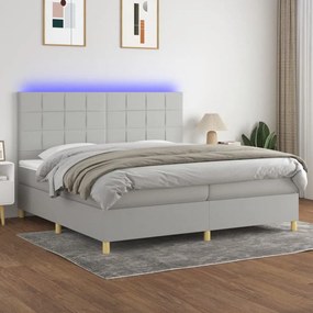 ΚΡΕΒΑΤΙ BOXSPRING ΜΕ ΣΤΡΩΜΑ &amp; LED ΑΝ.ΓΚΡΙ 200X200ΕΚ. ΥΦΑΣΜΑΤΙΝΟ 3135461