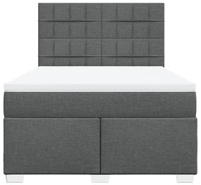 Κρεβάτι Boxspring με Στρώμα Σκούρο Γκρι 140x200 εκ Υφασμάτινο - Γκρι