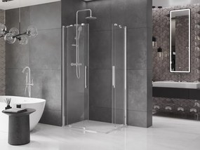 Mexen Velar Δίδυμη καμπίνα ντους συρόμενη 90 x 80 cm, διαφανής, χρώμιο