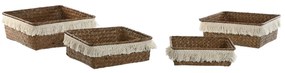 Σετ Καλαθιών Home ESPRIT Φυσική ίνα Boho Φθαρμένο 26 x 26 x 10 cm