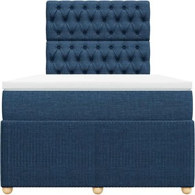vidaXL Κρεβάτι Boxspring με Στρώμα Μπλε 120x190 εκ. Υφασμάτινο
