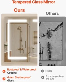 VEVOR Lighted Medicine Cabinet with Tempered Glass Mirror 100x60 cm Wall-Mounted