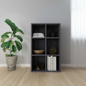 vidaXL Ραφιέρα / Βιβλιοθήκη Γυαλιστερό Γκρι 66x30x97,8 εκ. Μοριοσανίδα