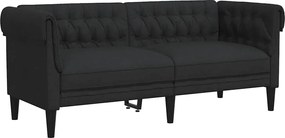 vidaXL Καναπές Διθέσιος Chesterfield Μαύρος Υφασμάτινος