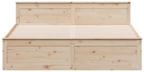 Σκελετός Κρεβατιού Χωρίς Στρώμα 200x200 εκ Μασίφ Ξύλο Πεύκου - Καφέ