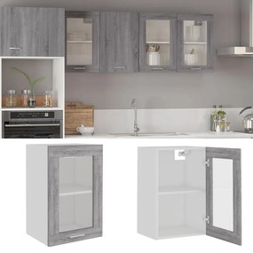 vidaXL Κρεμαστό Γυάλινο Ντουλάπι "Lyon" Γκρι Sonoma 40x31x60 εκ. από Τεχνητό Ξύλο