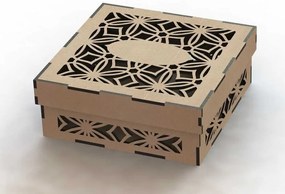 Σετ των 2 Intra απο ξύλο plywood 3mm-4mm πάχος – Διακοσμητικό Ξύλινο Κουτί δώρου με ξύλο Floral Pattern 30x30 cm INTRAVECTRY-MY554333