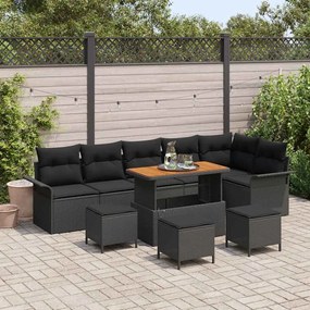vidaXL Σετ Καναπέ Κήπου 10 pcs Μαύρο συνθετικό ρατάν