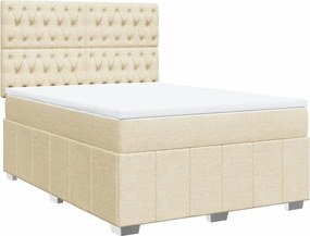 vidaXL Κρεβάτι Boxspring με Στρώμα Κρεμ 140x190 εκ. Υφασμάτινο