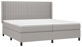 vidaXL Κρεβάτι Boxspring με Στρώμα Ανοιχτό Γκρι 200x200 εκ. Υφασμάτινο