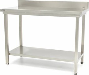 Stainless Steel Table - 80 x 70cm - Adjustable Height - with Backsplash
