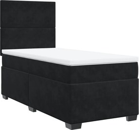 vidaXL Κρεβάτι Boxspring με Στρώμα Μαύρο 90x200 εκ. Βελούδινο