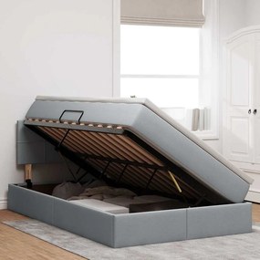 vidaXL Κρεβάτι με αποθηκευτικό χώρο και LED Ανοιχτό γκρι 120 x 200 cm