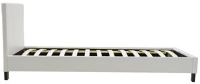 Κρεβάτι Nevil μονό 100x200 PU χρώμα λευκό ματ 106x212x87 εκ.