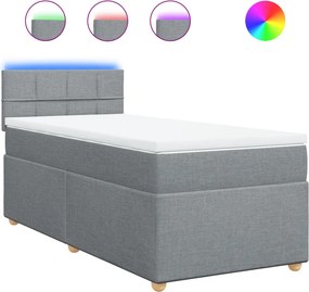 vidaXL Κρεβάτι Boxspring με Στρώμα Ανοιχτό Γκρι 80x200 εκ. Υφασμάτινο