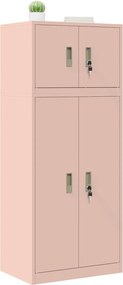 vidaXL Ντουλάπι αποθήκευσης 2 τμχ. Ροζ 60 x 40 x 145 εκ Ατσάλι