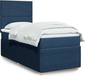 vidaXL Κρεβάτι Boxspring με Στρώμα Μπλε 80x200 εκ. Υφασμάτινο