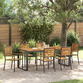 vidaXL Σέτ φαγητού για κήπο 7 pcs Μαύρο 200 x 80 x 75 cm