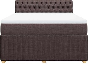 vidaXL Κρεβάτι Boxspring με Στρώμα Σκούρο Καφέ 140x200 εκ Υφασμάτινο