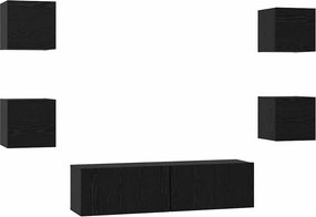 vidaXL Σετ επίπλου τηλεόρασης 6 pcs Μαύρη Οξυά Επεξεργασμένο ξύλο